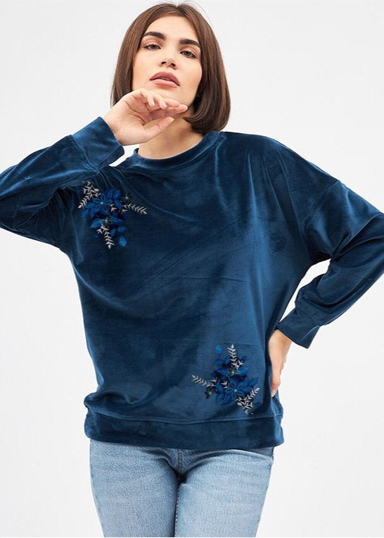 Velour Crew-Neck Sweatshirt