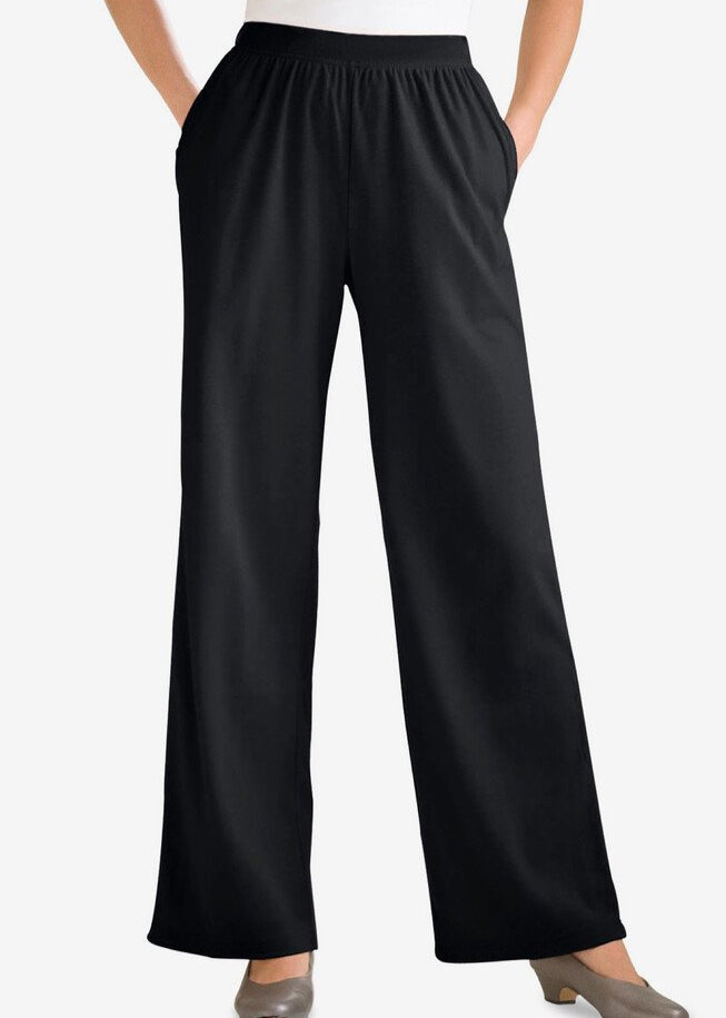 Flatter Wide Leg Black Trouser