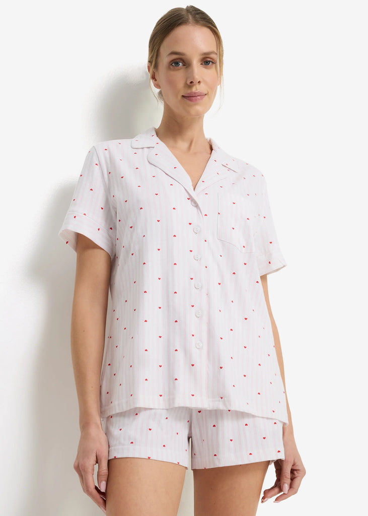Heart Print Shorty Pajamas