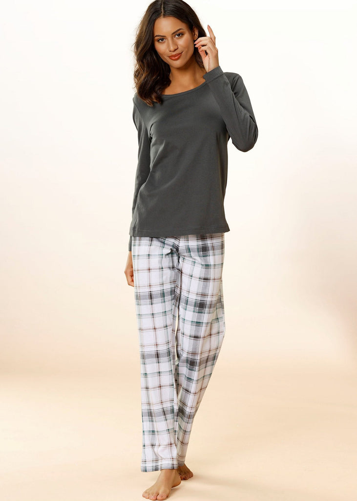 Checkered Pj Set Dark Grey