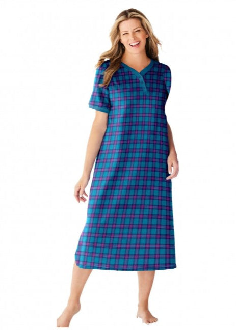 Green Check Button Nightgown
