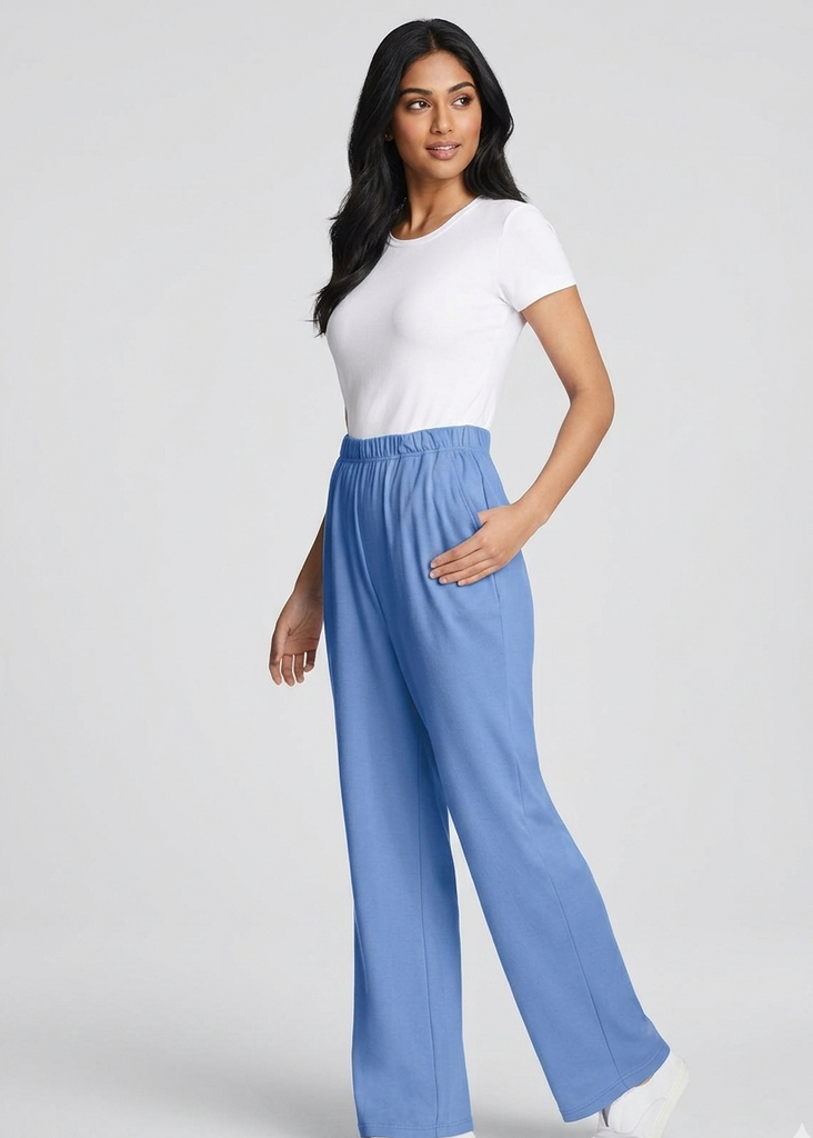 Flatter Wide Leg Blue Trouser