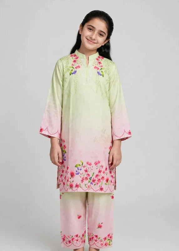 Girls Green Pink Co Ord Set