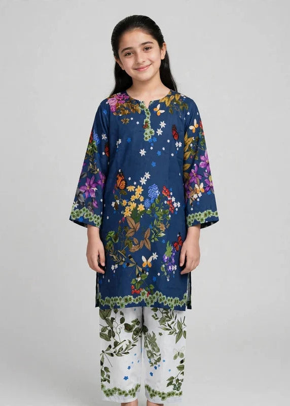 Girls Blue Floral Printed Co Ord Set