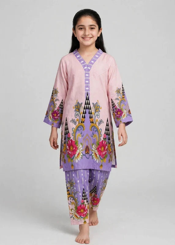 Girls Purple Floral Co Ord Set
