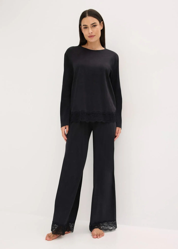 Wide Leg Pyjamas with Delicate Lace