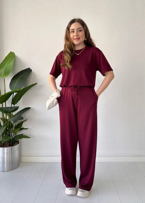 Straight Trouser Tee Lounge Wear / Co-ord Set