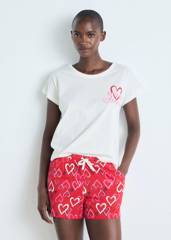 Heart Print Shorty Pyjamas