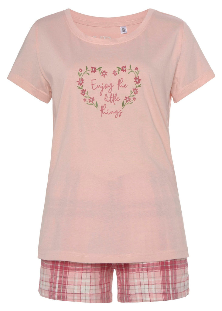 Shorty with floral and check pattern