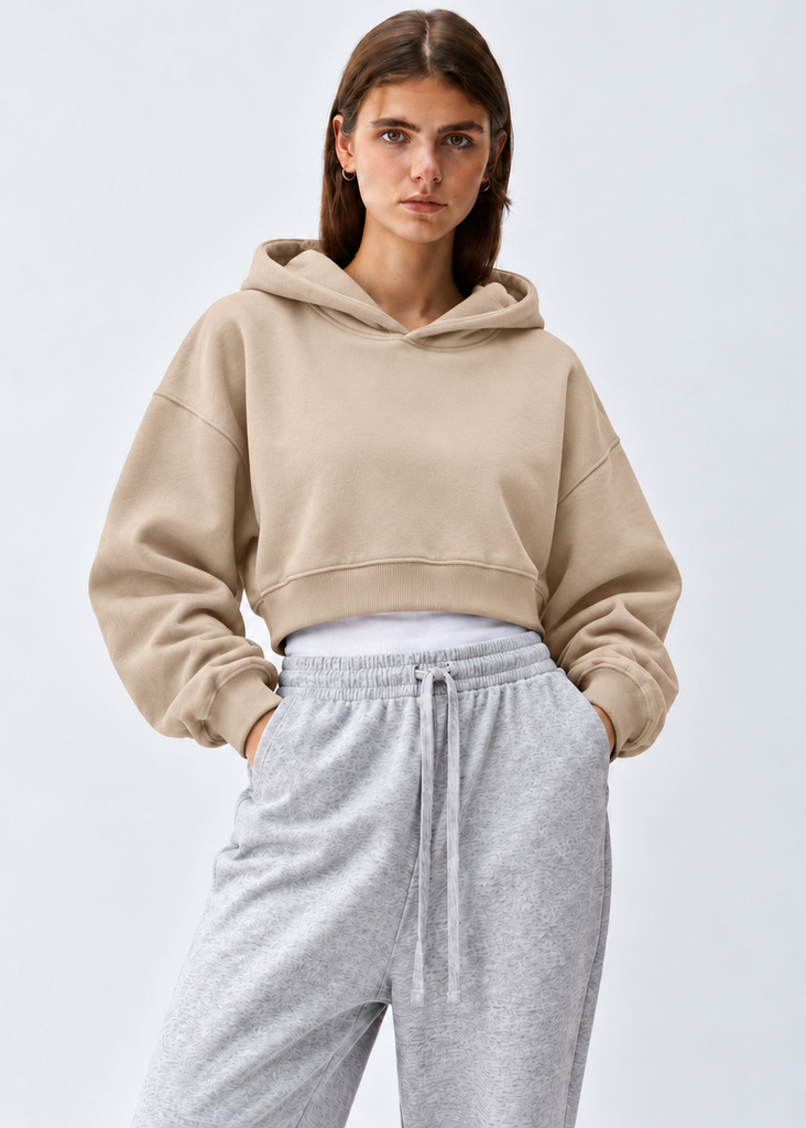 Oversized Cropped Hoodie Sweatshirt