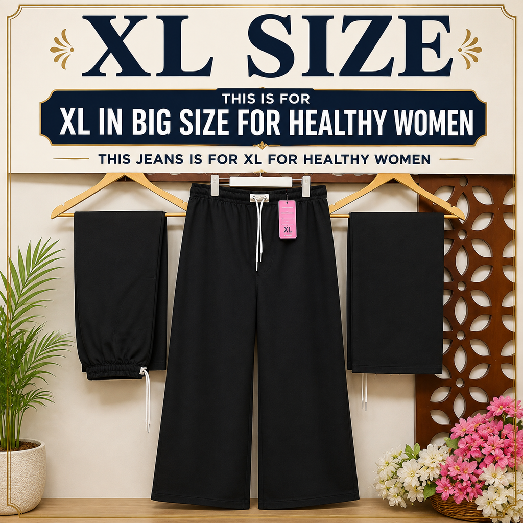 Black Wide Leg Elastic waist Denim Pant