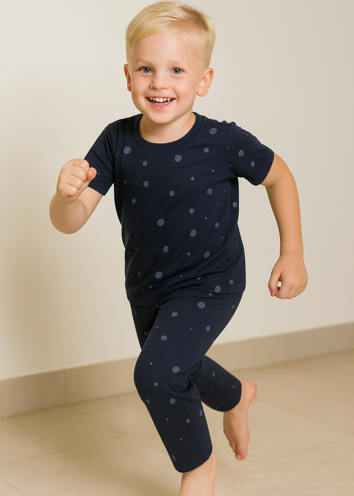 Navy Blue Polka Dot Boys Night Suit
