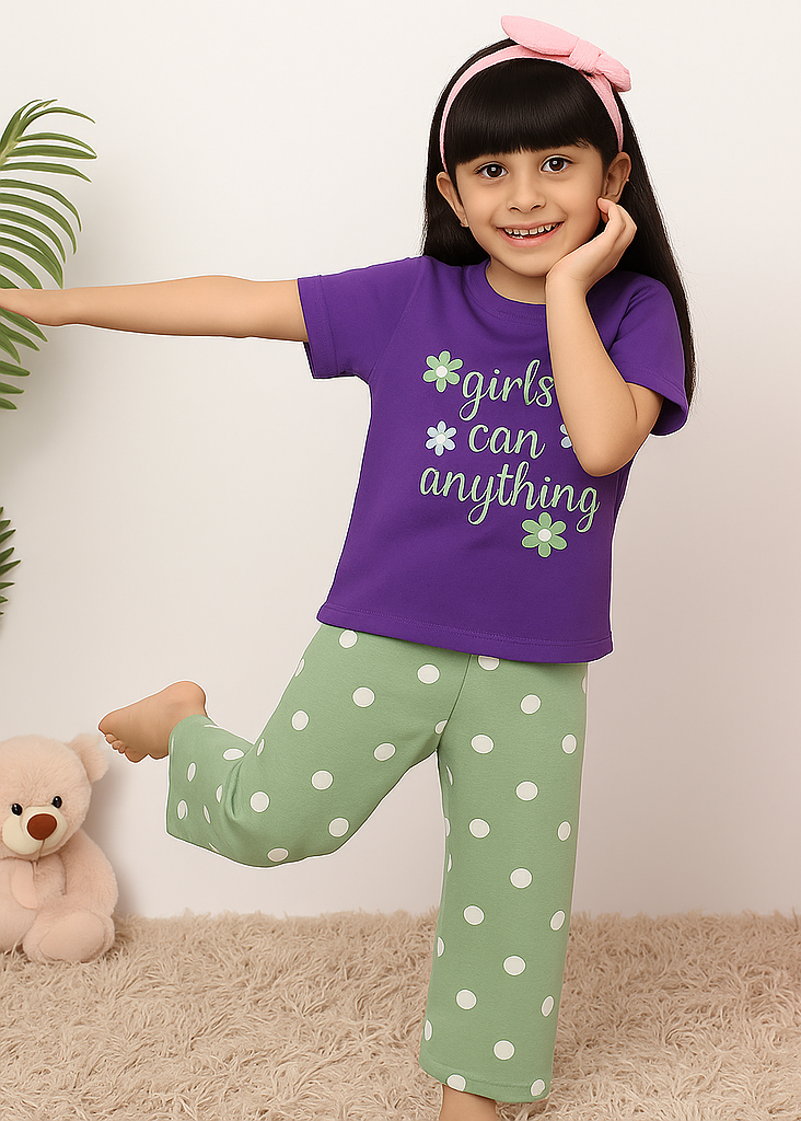Polka Power Girls' Night Suit