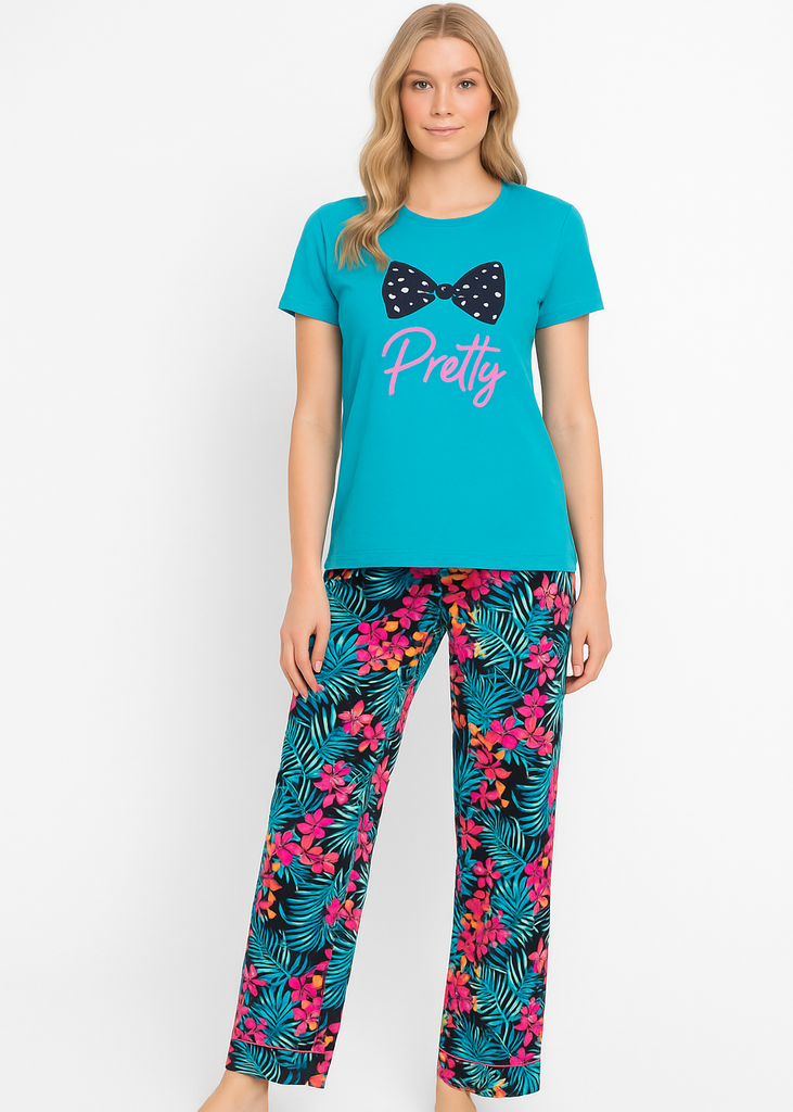 Pretty Bow & Tropical Floral Women's Nightwear Set