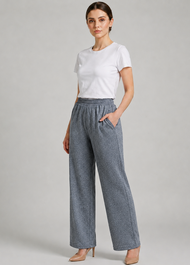 Flatter Wide Leg Grey Trouser
