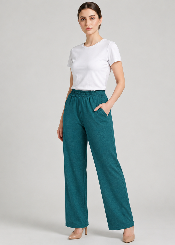 Flatter Wide Leg Emarld Green Trouser