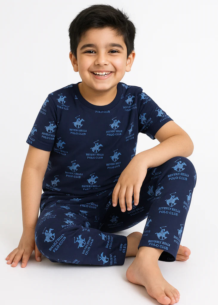Polo Club Printed Boys Night Suit