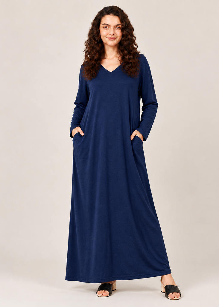 Navy Blue Fluid Long Tee