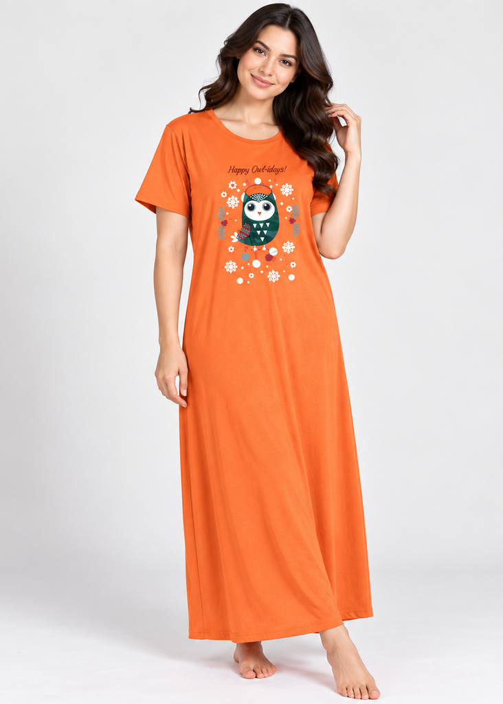 Cozy Owl Long Maxi Nightgown