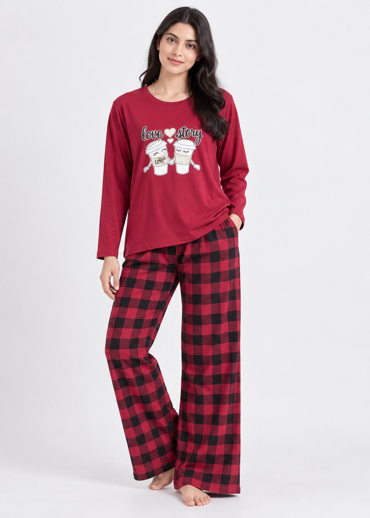 Wide Leg Pajamas with Checkered Print