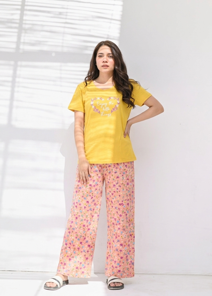 Floral Print Wide Leg Pjs