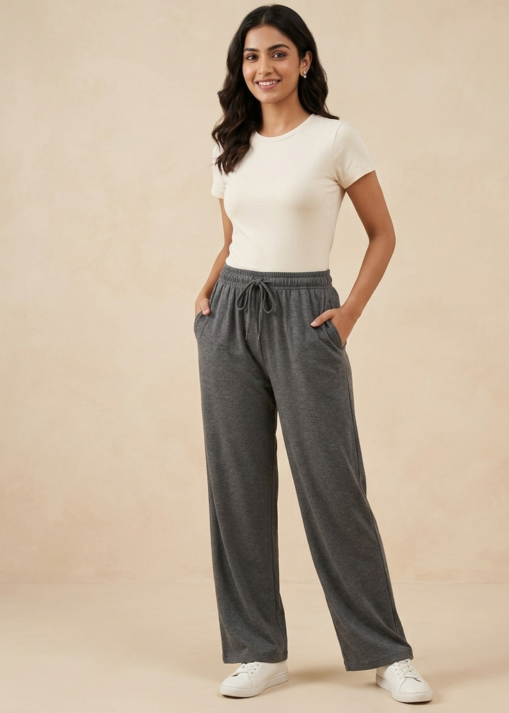 Sport Wide Leg Pant Charcoal Grey