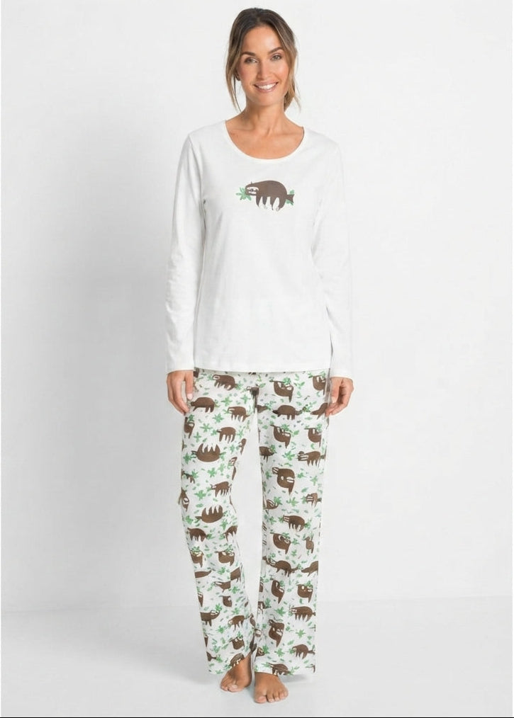 Cute Sloth Print Women’s Cotton Night Suit