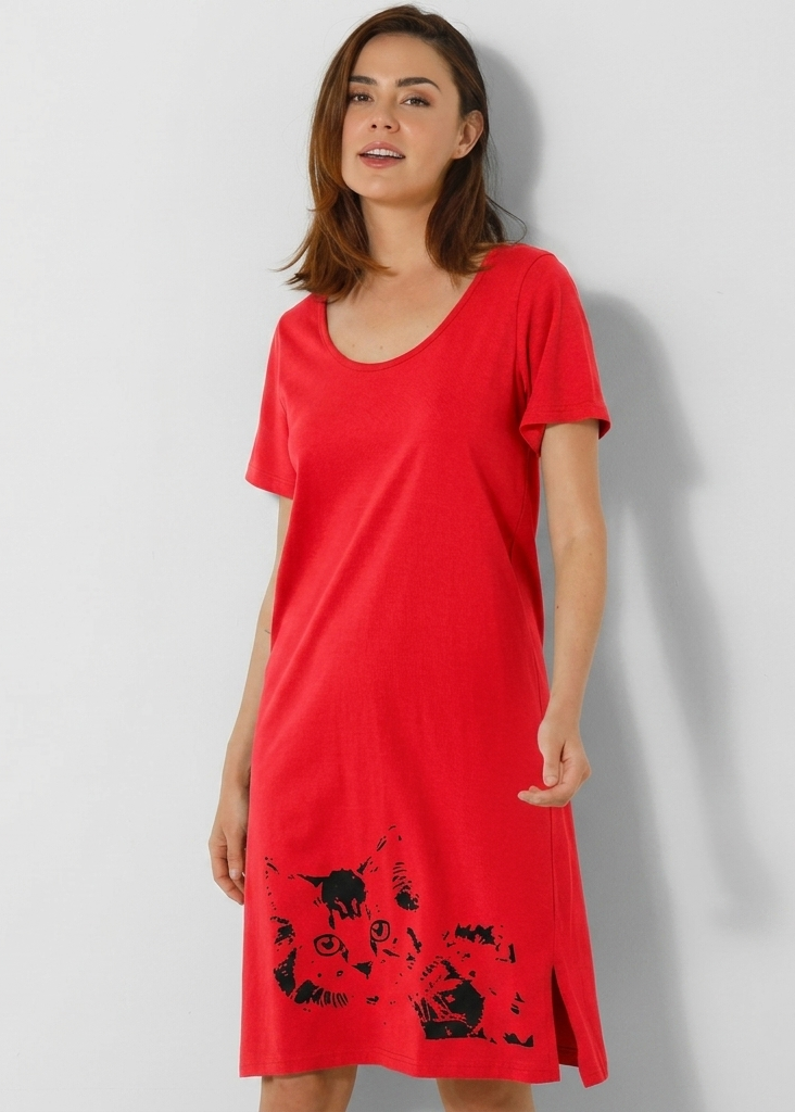 Short Sleeve Nightdress (Red)