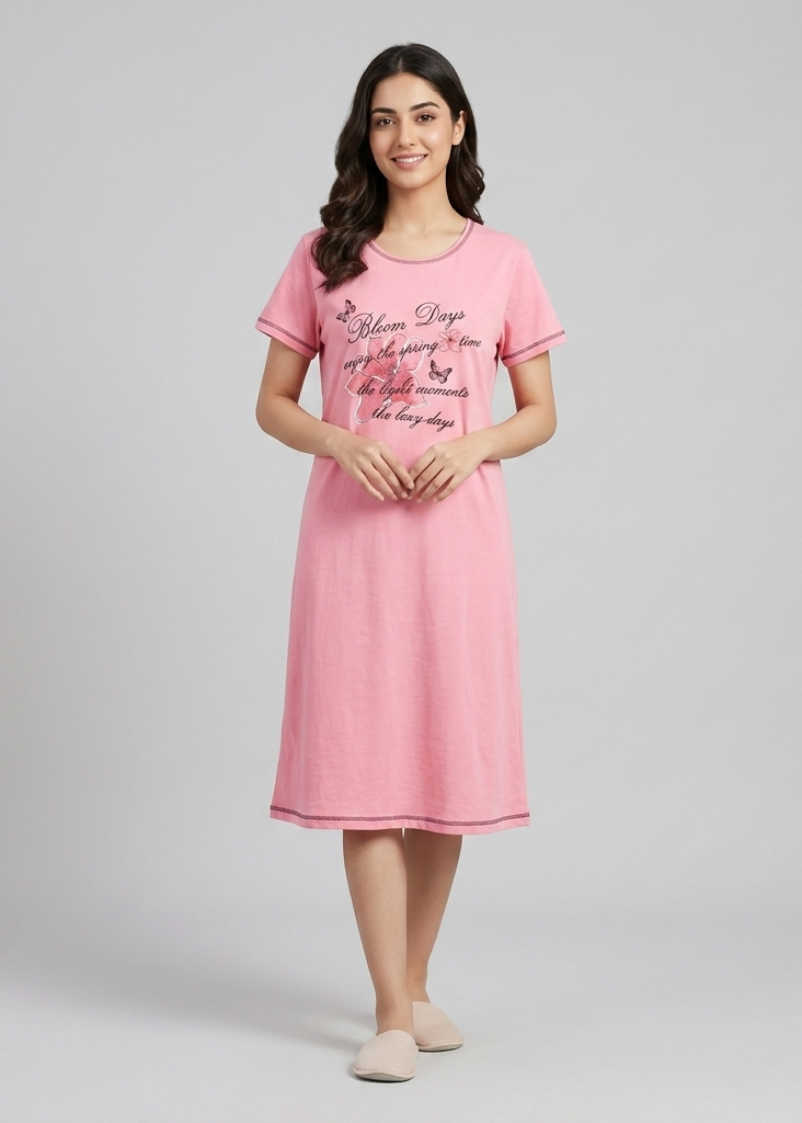 Bader - nightgowns, short-sleeved with round neck