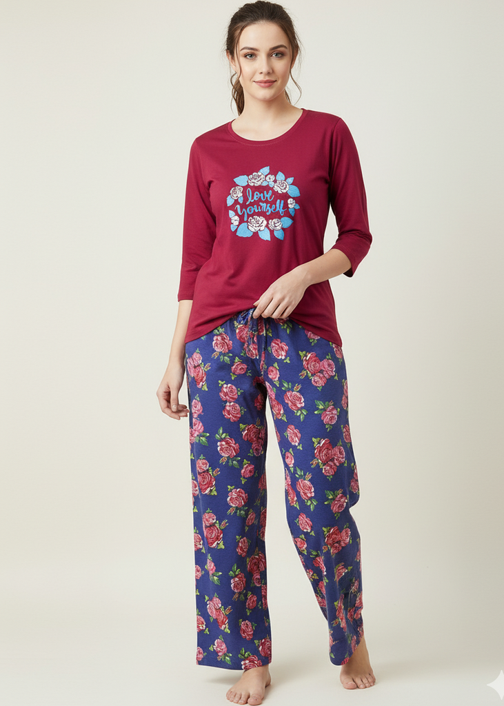 Wide Leg Pyjamas with Floral Print