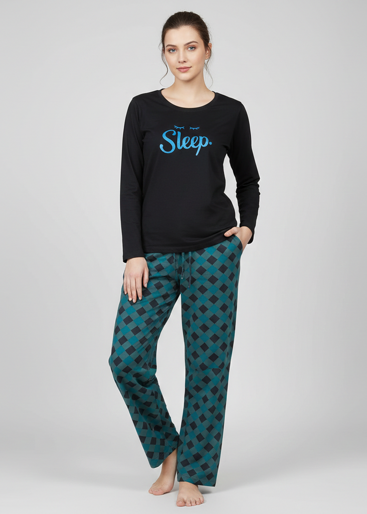 Wide Leg Pyjamas with Checkered Print