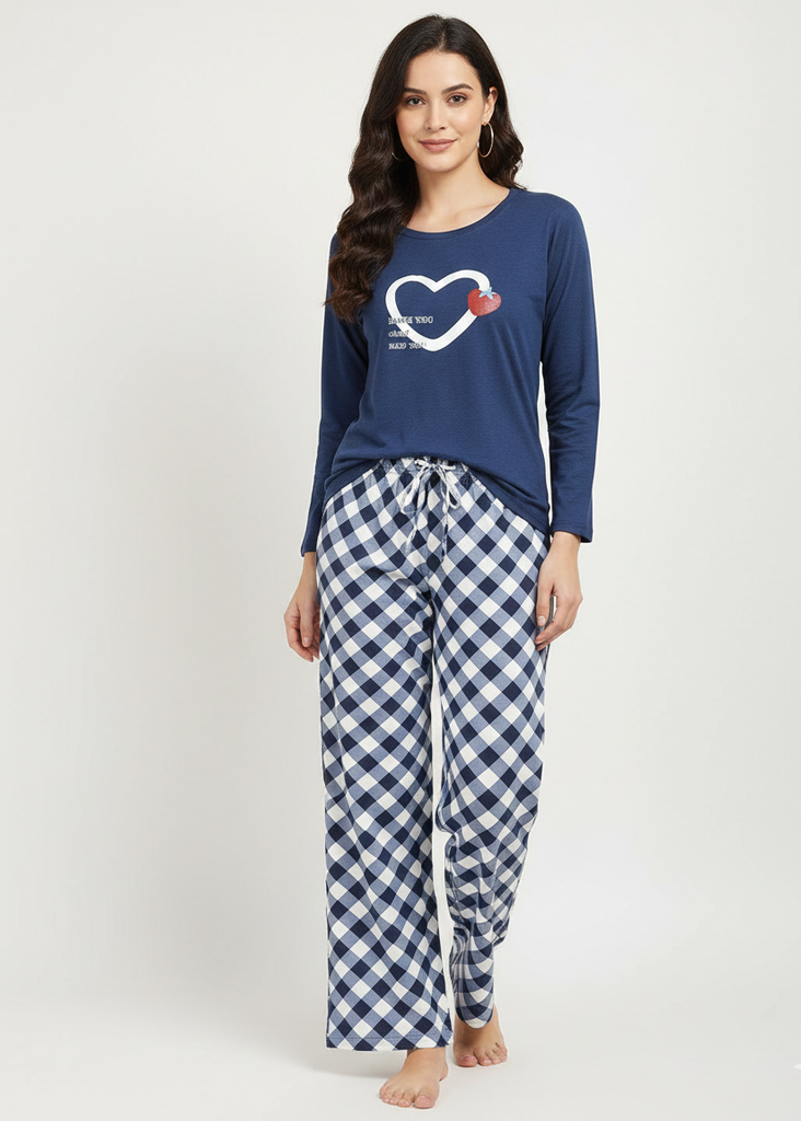 Wide Leg Pyjamas with Heart Print