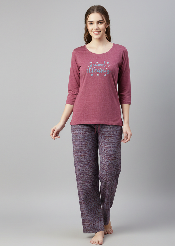 Wide Leg Pyjamas with Cozy Print