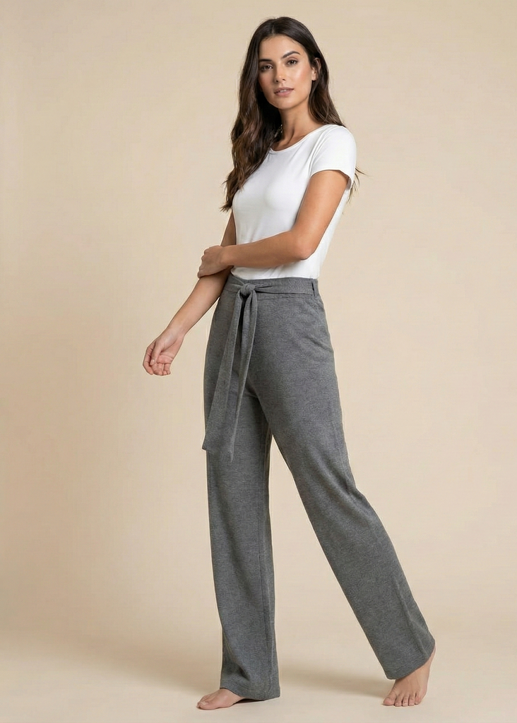 Flatter Wide Leg Grey Trouser