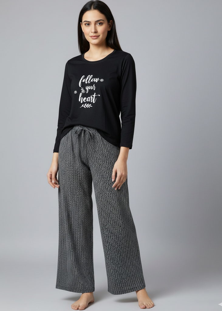 Wide Leg Pyjamas with Cozy Print