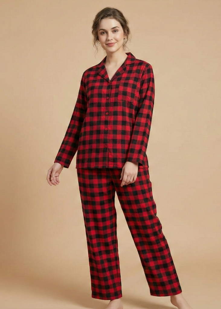 Classic Red & Black Plaid Pajama Set