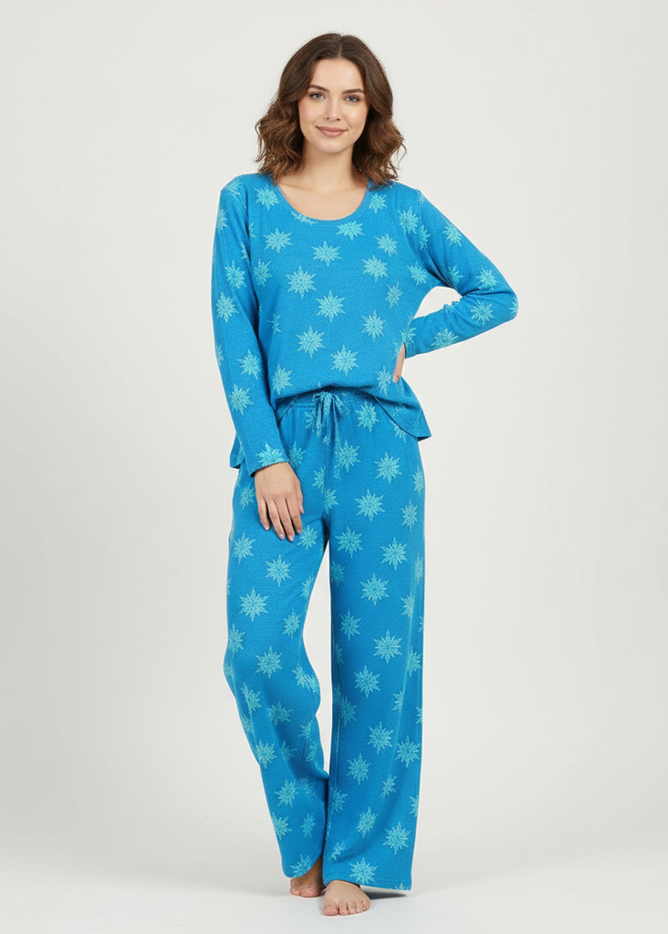 Thermal Wide Leg Pyjamas with Floral Print