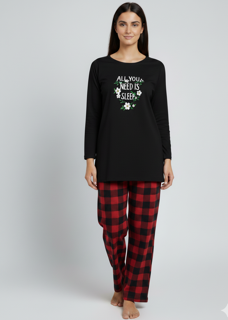 Wide Leg Pyjamas with Checkered Print