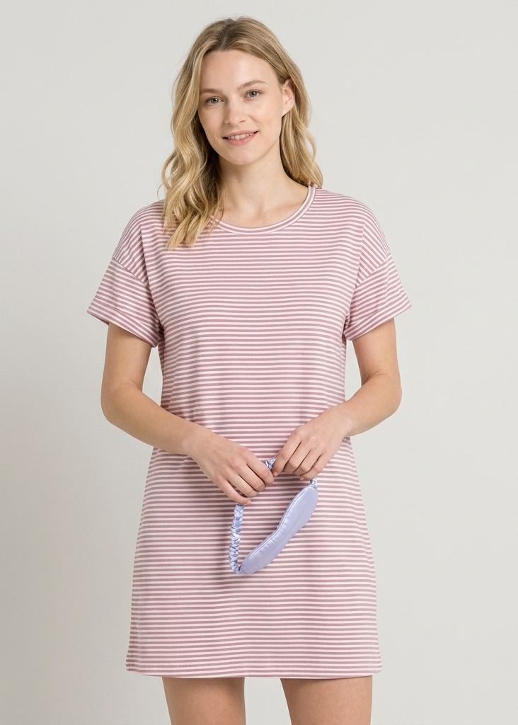 Stripes Print Night Shirt