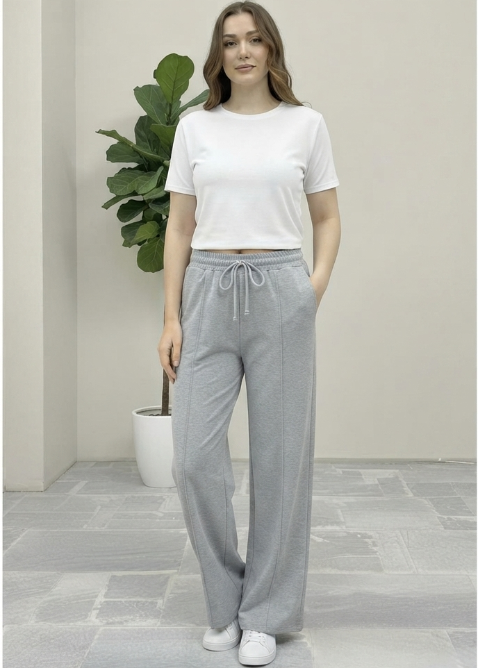 Women's Grey Wide-Leg Trouser
