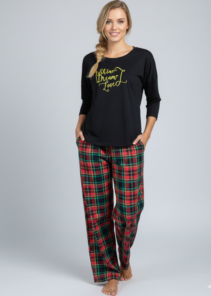 Wide Leg Pyjamas with Checkered Print