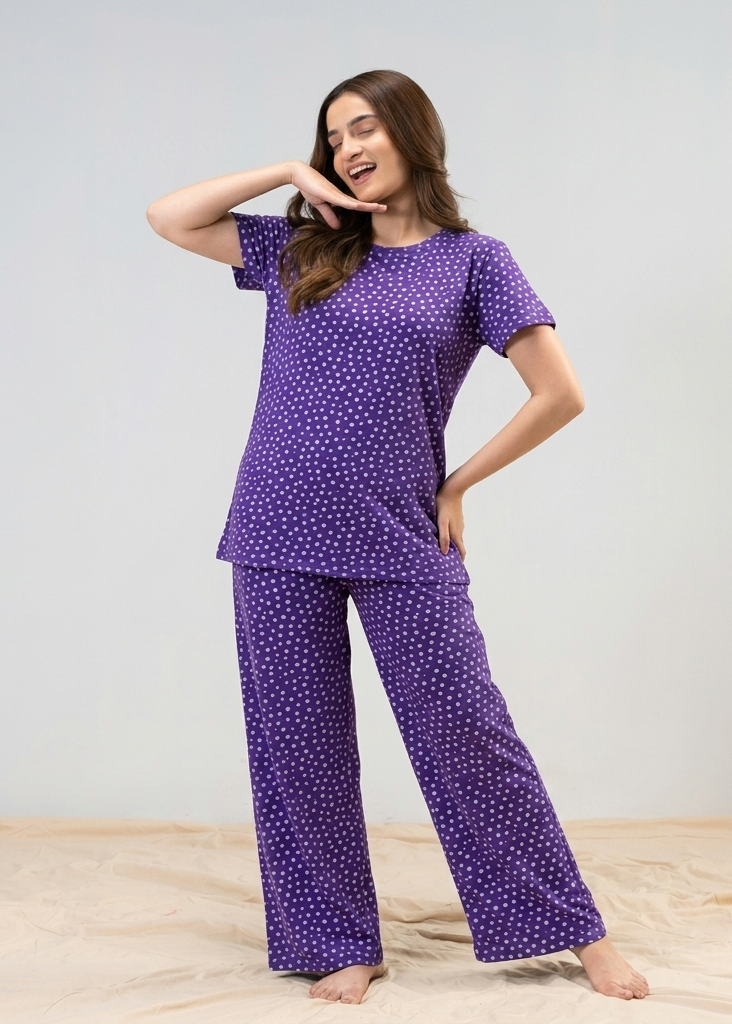 Lavender Polka Dot Wide Leg Pjs