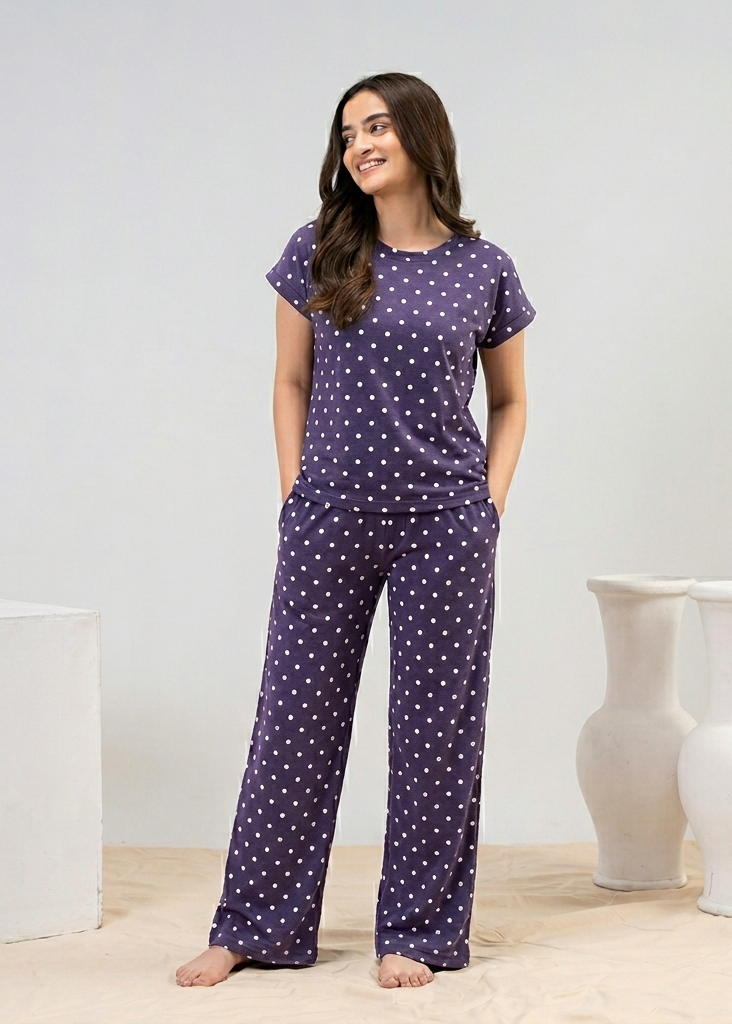 Cozy Polka Dot Wide Leg Pjs