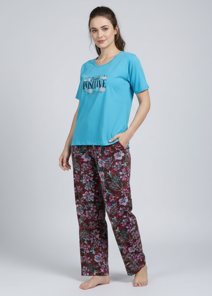 Wide Leg Pyjamas with Floral Print
