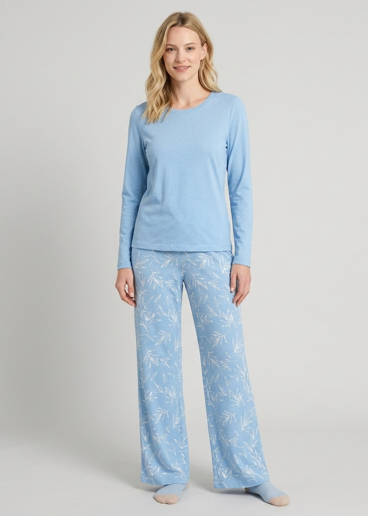 Serene Blue Floral Loungewear