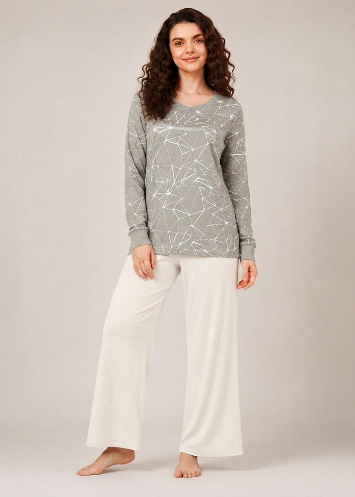 Women’s Printed Wide Leg Night Suit