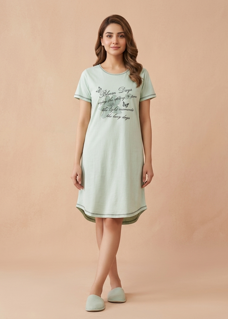 Bader - nightgowns, short-sleeved with round neck