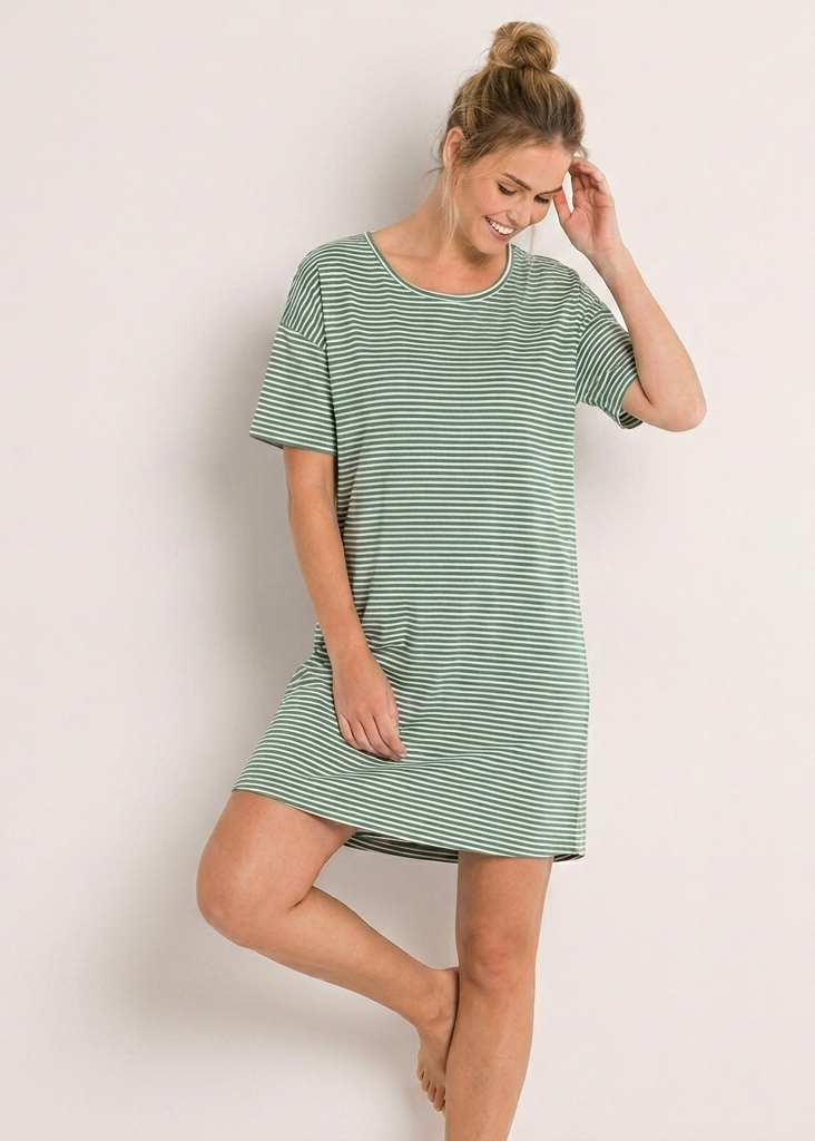 Stripes Print Night Shirt