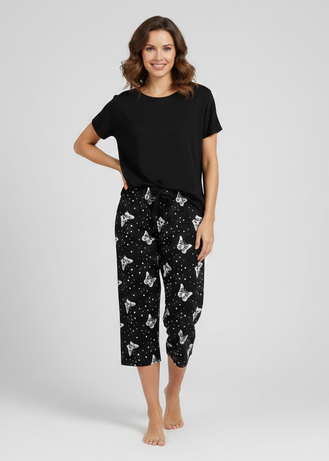 Butterfly Capri pajamas with ties