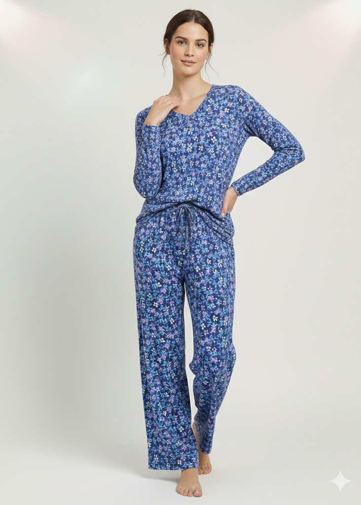 Wide Leg Pyjamas with Floral Print